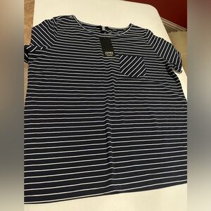 JNY XL. navy white strip tee  NWT